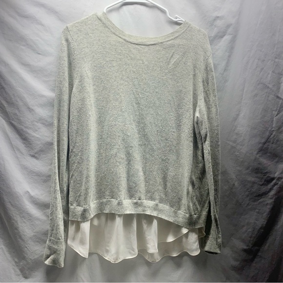 Ann Taylor LOFT Women's Gray Wool Blend Open Back Layered Sweater M - Picture 4 of 4